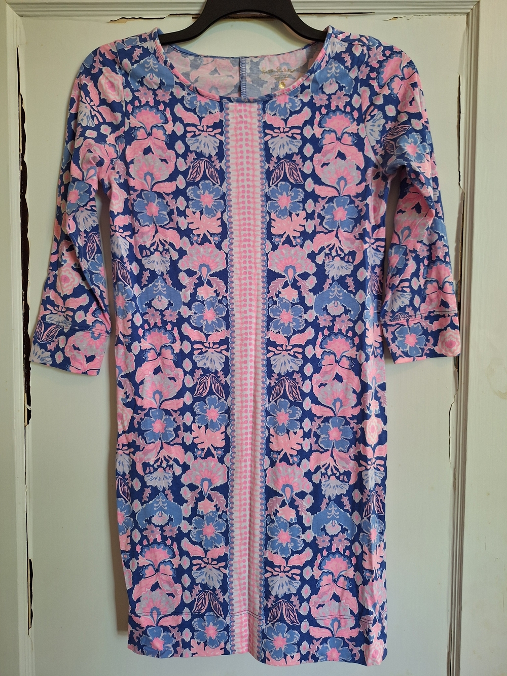 LILLY PULITZER Purple/Pink Floral Werk It Marlowe T-shirt Dress SZ S Resort Prep